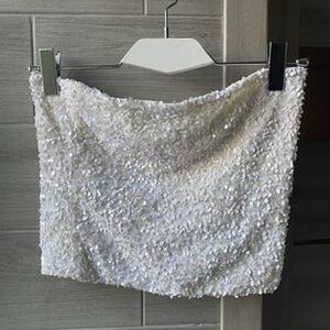 H&M Cream Sequin Blouse